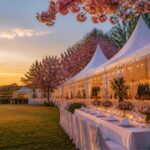 Festlich gedeckte Tafeln unter Pavillons – Referenz Sunday Tents