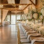 Hochzeitstafel mit Blumen und Kerzen – Referenz Verleih und Dekoration