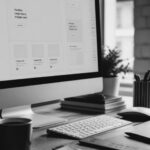 Webdesign-Arbeitsplatz mit Website-Entwurf auf dem Monitor